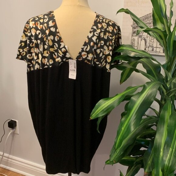 Addition Elle Black And Spotted Animal Print Blouse - Picture 4 of 7